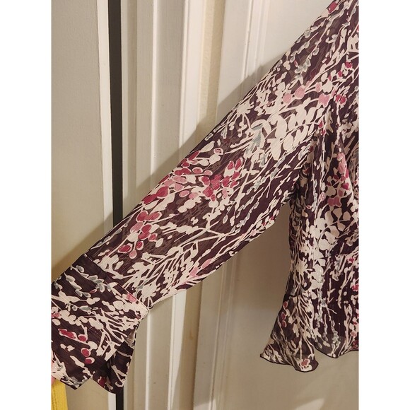 Lane Bryant Size 26/28 Purple Floral V-Neck Chiffon Long Sleeve Top w/Camisole‎ - Picture 4 of 9